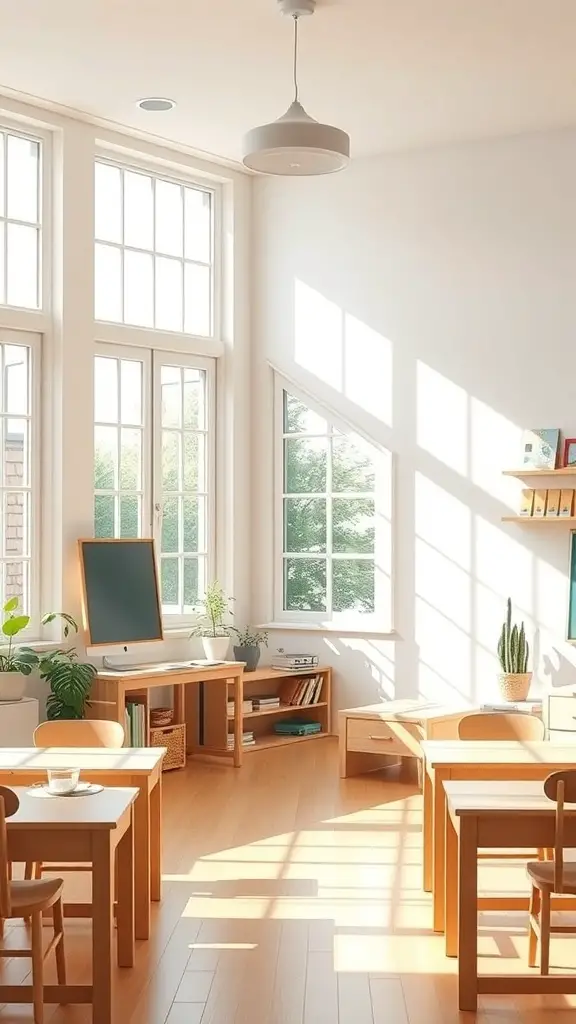 23+ Cozy Homeschool Room Ideas for a Perfect Learning Space 3 Bright and cozy homeschool room with large windows letting in natural light