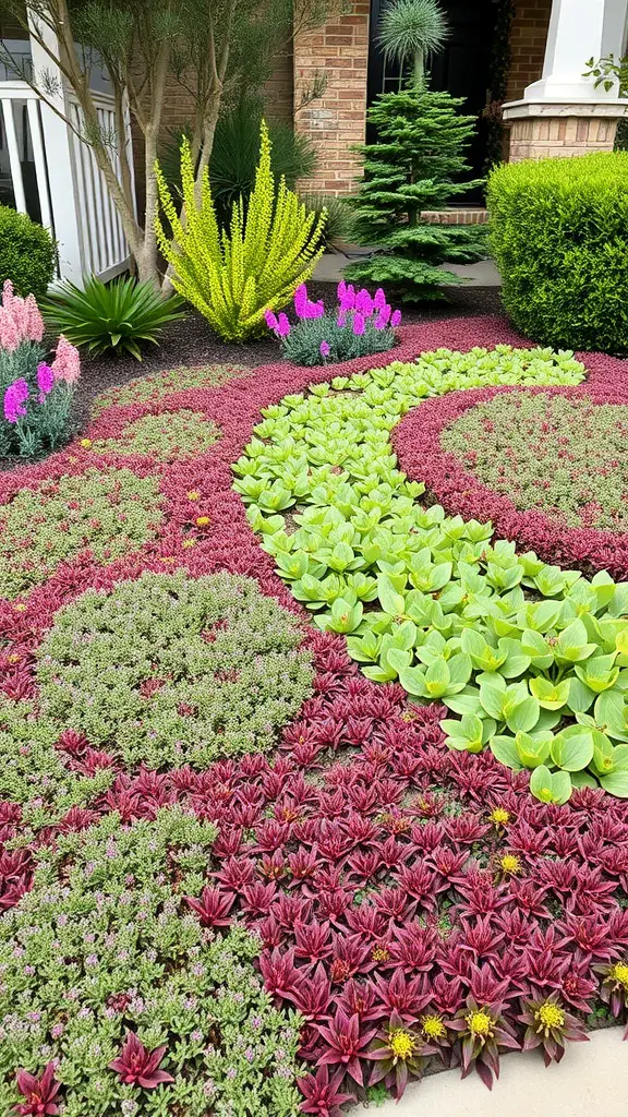25+ Stunning Desert Landscaping Ideas for Your Front Yard 10 Colorful drought-resistant ground covers in a beautifully landscaped front yard.
