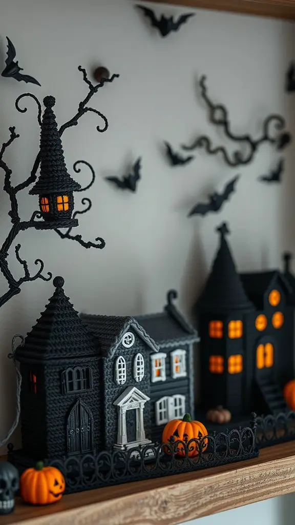 23+ Spooktacular Halloween Crochet Ideas You Need to Try 11 Crochet haunted house ornaments with pumpkins and bats
