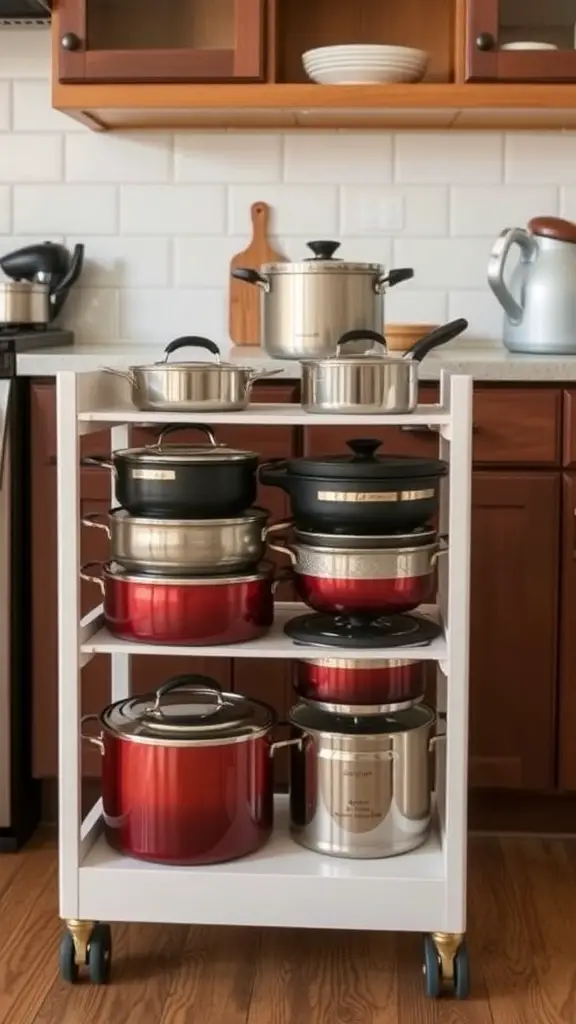 23+ Genius Ways to Organize Your Pots and Pans Storage 8 Organized cabinet door with pots and pans lids stored neatly