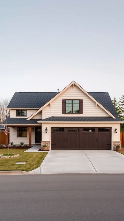29+ Inspiring Modern Farmhouse Exterior Ideas 12 Modern farmhouse exterior with integrated garage design