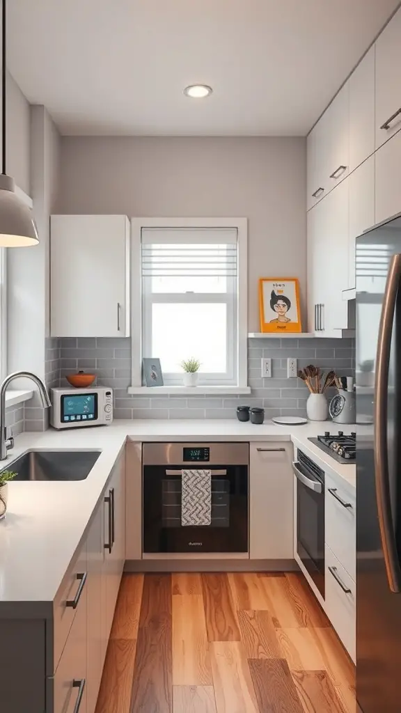 23+ Creative Bloxburg Kitchen Ideas to Transform Your Space 15 A modern kitchen featuring smart technology appliances and a sleek design.
