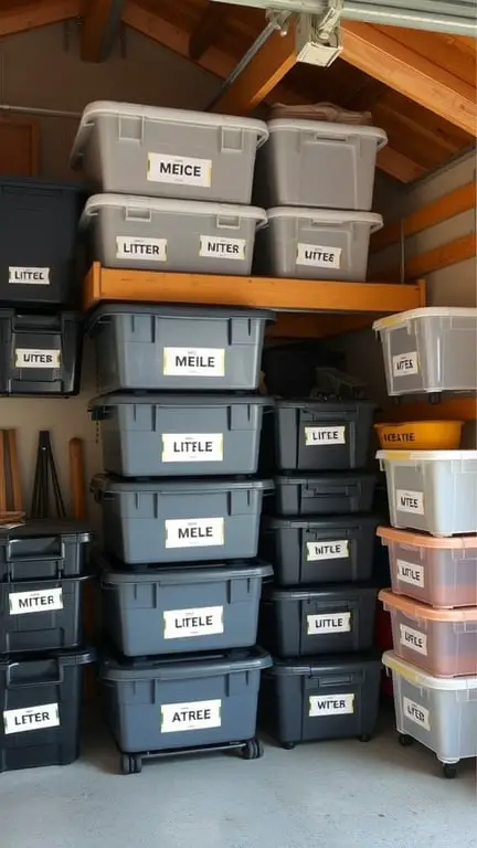 19+ Creative Garage Loft Storage Ideas You Need to Try 9 Organized garage loft storage with labeled storage bins on shelves