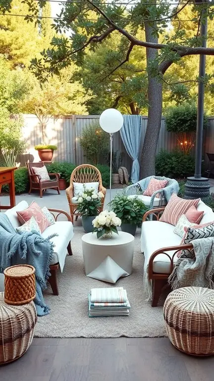 29+ Homegrown Baby Shower Theme Ideas with 15 Must-Have Items 8 Cozy outdoor seating arrangement with chairs, cushions, and flowers