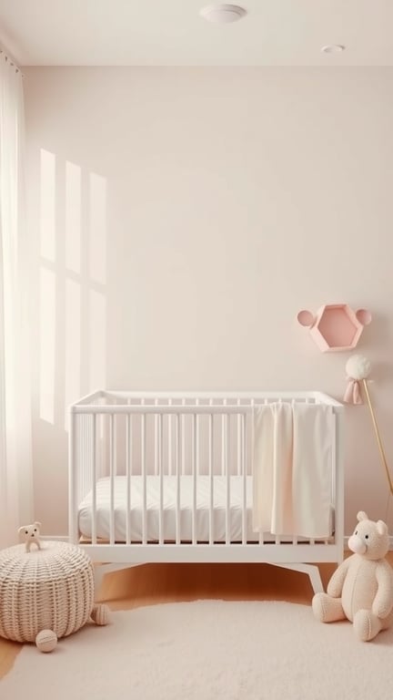 27+ Adorable Gender Neutral Baby Nursery Ideas You’ll Love 2 A gender-neutral baby nursery featuring a crib, soft toys, and a warm color palette.