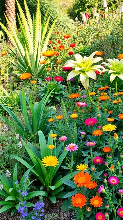 19+ Essential Tips for Creating a Bird-Friendly Garden 6 A colorful garden filled with various native flowers and plants, creating a vibrant environment.