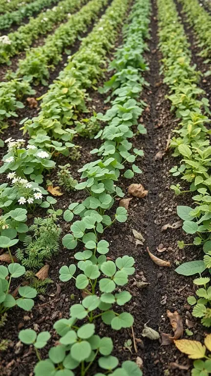 19+ Must-Grow Fall Garden Vegetables for a Bountiful Harvest 12 Rows of green cover crops in a garden field
