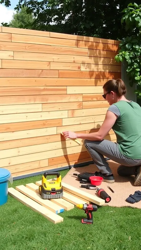 19+ Creative Privacy Wall Ideas for Your Deck 9 Calculator and cost planning sheet next to a wooden privacy wall