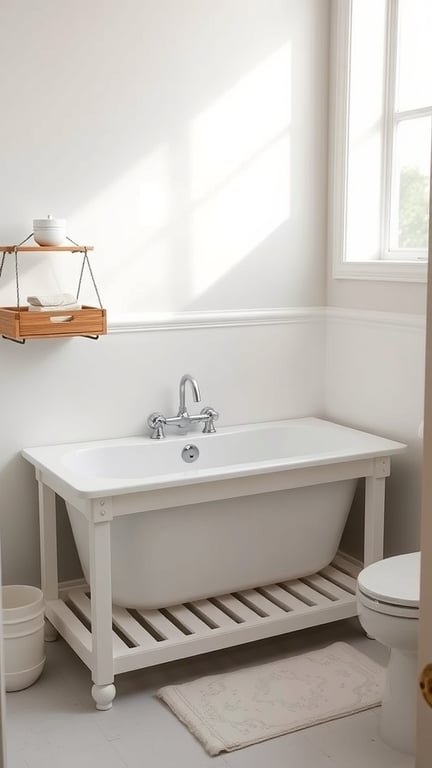 21+ Creative Baby Changing Station Ideas for Every Nursery 6 A changing table with a built-in bathtub in a bright, modern bathroom.