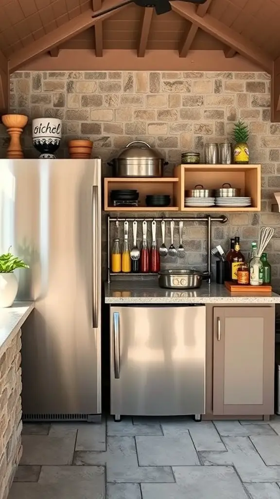 23+ Inspiring Backyard Kitchen Ideas to Elevate Your Outdoor Cooking Experience 9 Outdoor kitchen with refrigerator and organized storage