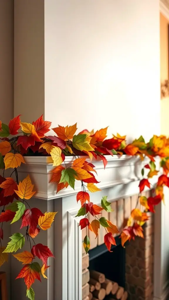 27+ Creative Fall Wood Crafts to Make This Season 2 Colorful wooden leaf garlands draped over a mantel