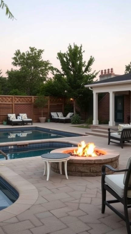 37+ Stunning Backyard Pool Design Ideas to Transform Your Outdoor Space 6 Cozy poolside fire pit area with seating and a pool