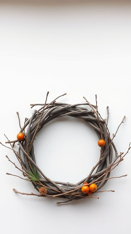 23+ Stunning Fall Wreath Ideas to Welcome the Season 15 A simple twig wreath adorned with orange berries and pine, showcasing a natural fall theme.