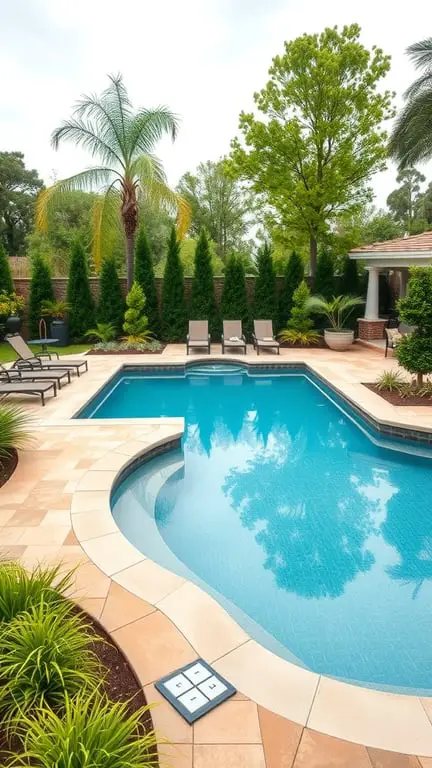 19+ Amazing Homemade Swimming Pools You'll Want to Dive Into 7 A beautiful in-ground concrete swimming pool surrounded by greenery and lounge chairs.