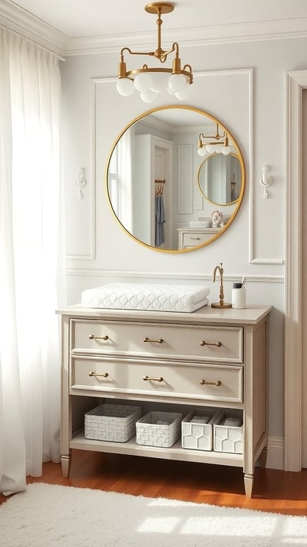 21+ Creative Baby Changing Station Ideas for Every Nursery 14 A luxurious baby changing station with a stylish changing table, plush changing pad, and elegant decor.