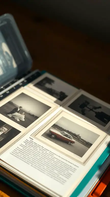 15 Creative Ways to Store and Display Old Photos 9 A photo binder displaying old photographs in protective sleeves, organized for easy viewing.