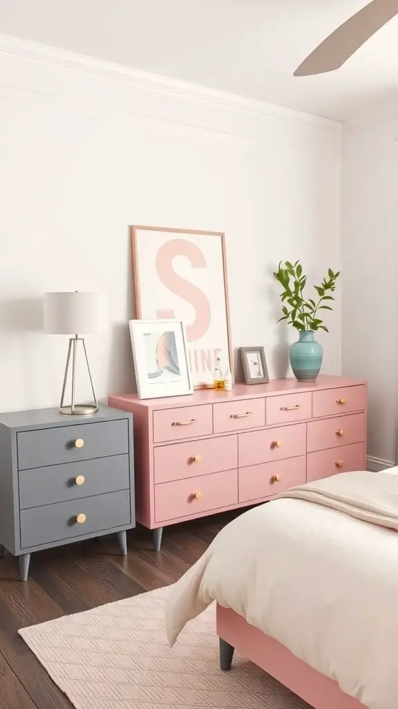 25+ Stunning Pink and Grey Bedroom Ideas for a Chic Retreat 8 A cozy arrangement of pink accent pillows and a knitted throw on a bed.