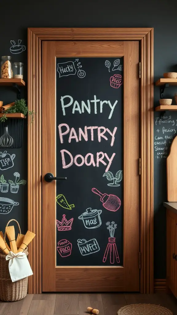 25+ Creative Pantry Door Ideas to Maximize Space and Style 10 Chalkboard pantry door with colorful drawings and notes