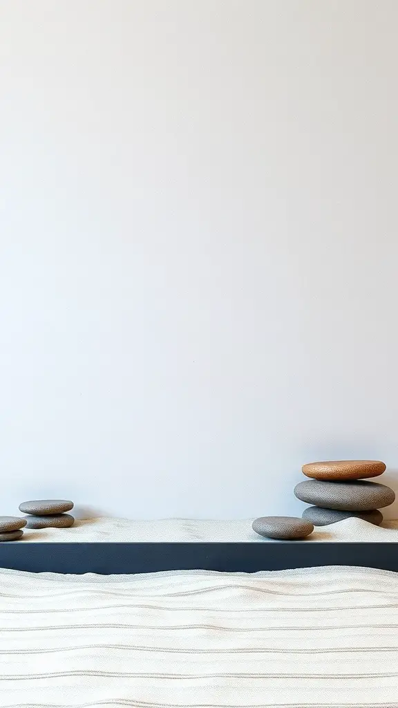 23+ Stunning Garden Mural Ideas to Transform Your Outdoor Space 11 A serene arrangement of smooth stones on a gentle surface, representing Zen garden elements.