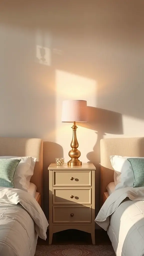 27+ Stunning Beige and Pink Bedroom Ideas for a Cozy Retreat 21 Cozy bedroom with beige nightstands and pink lamp shades