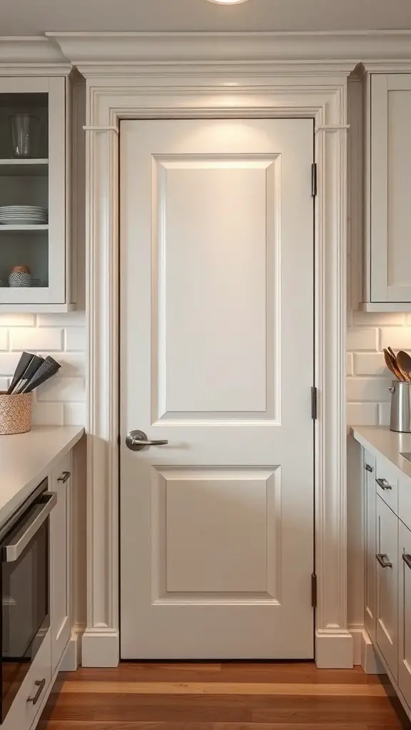 25+ Creative Pantry Door Ideas to Maximize Space and Style 14 Custom built-in pantry door seamlessly integrated into kitchen cabinetry.