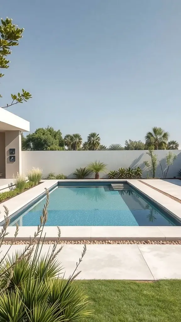 17+Creative Sunken Above Ground Pool Ideas for Your Backyard 4 A modern sunken above ground pool surrounded by minimalist landscaping.
