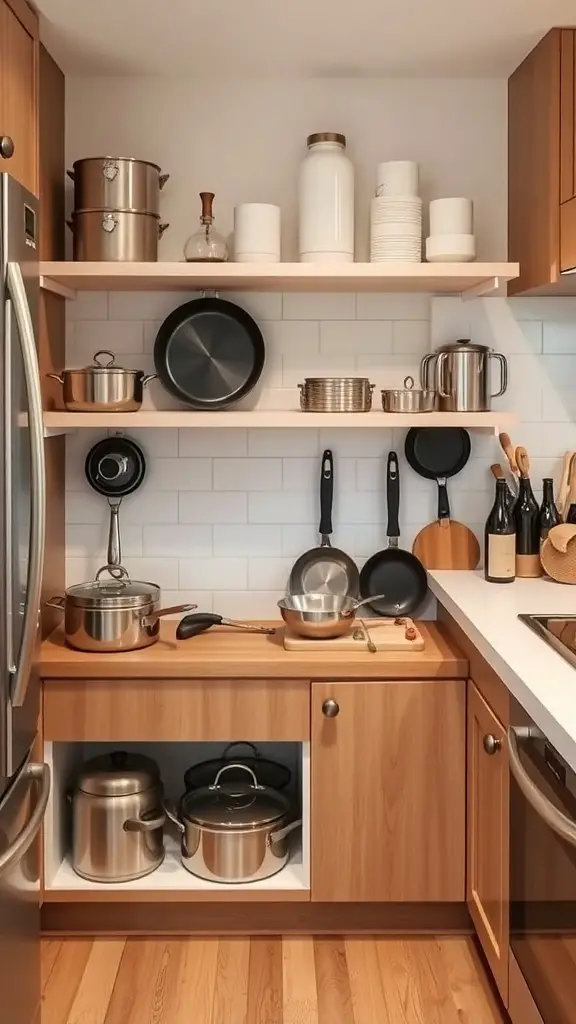 23+ Genius Ways to Organize Your Pots and Pans Storage 7 Organized under-sink cabinet with pots and pans