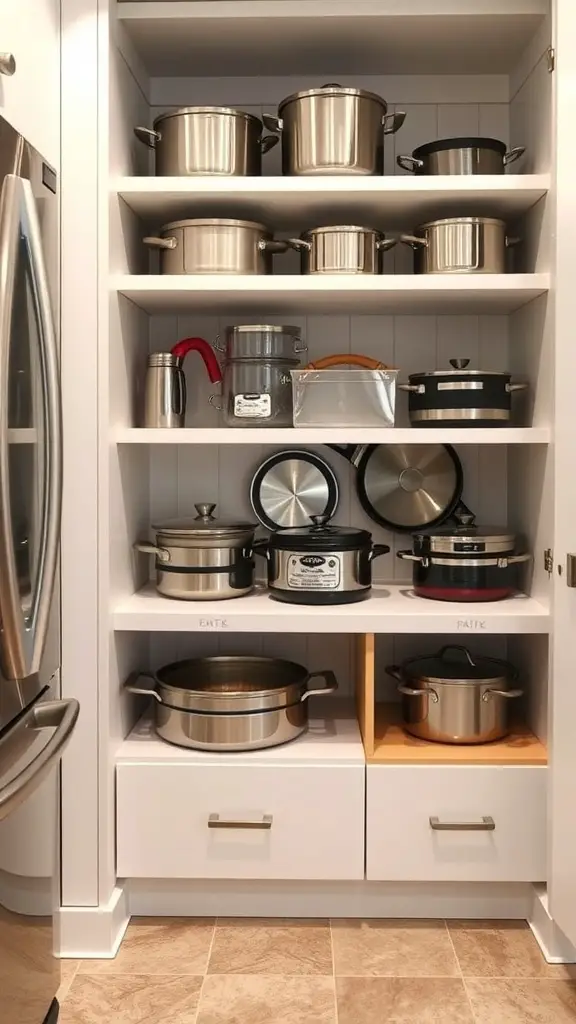 23+ Genius Ways to Organize Your Pots and Pans Storage 4 Organized kitchen drawer with pots and pans separated by dividers