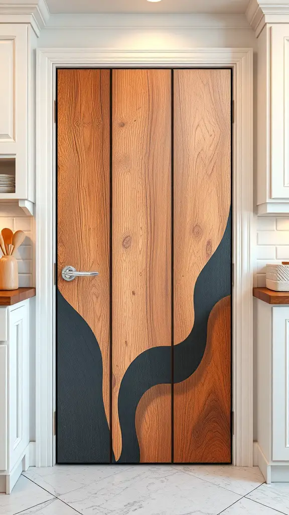 25+ Creative Pantry Door Ideas to Maximize Space and Style 17 Artistic pantry door with wood and black design