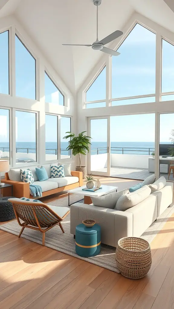 25+ Stylish Bloxburg Living Room Ideas You’ll Love 10 Bright and airy beach house living room with large windows and ocean view