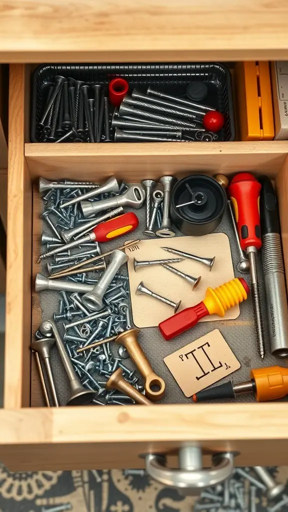 19+ Genius Junk Drawer Organization Ideas You Need to Try 8 Organized junk drawer with tools and screws