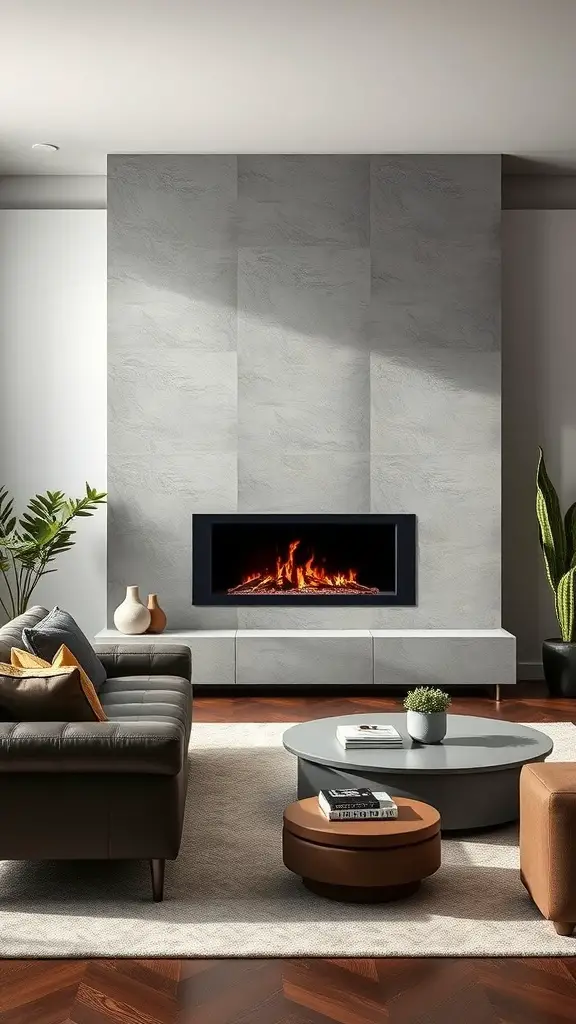 21 Stunning Fireplace TV Wall Ideas for Your Living Room 11 A modern living room featuring a fireplace integrated with a TV on a stylish wall.