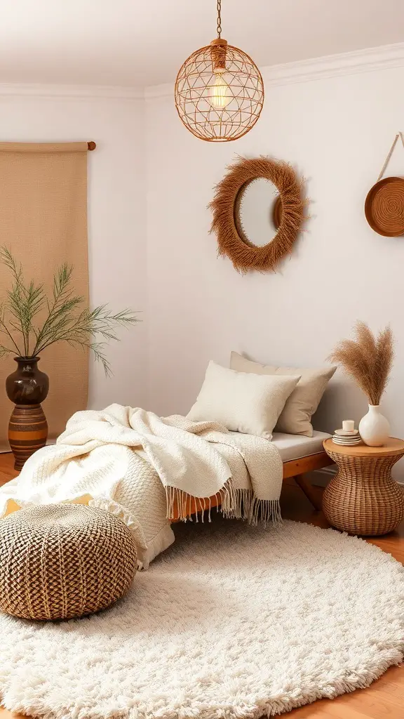 23+ Cozy Small Facial Room Ideas for a Relaxing Retreat 7 Cozy small facial room with warm textures, soft cushions, and natural wood elements.