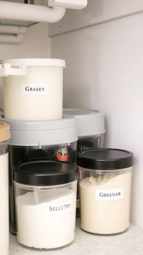 23+ Creative Under Sink Bathroom Organization Ideas with 15 Must-Have Items 9 Organized under-sink storage with labeled containers