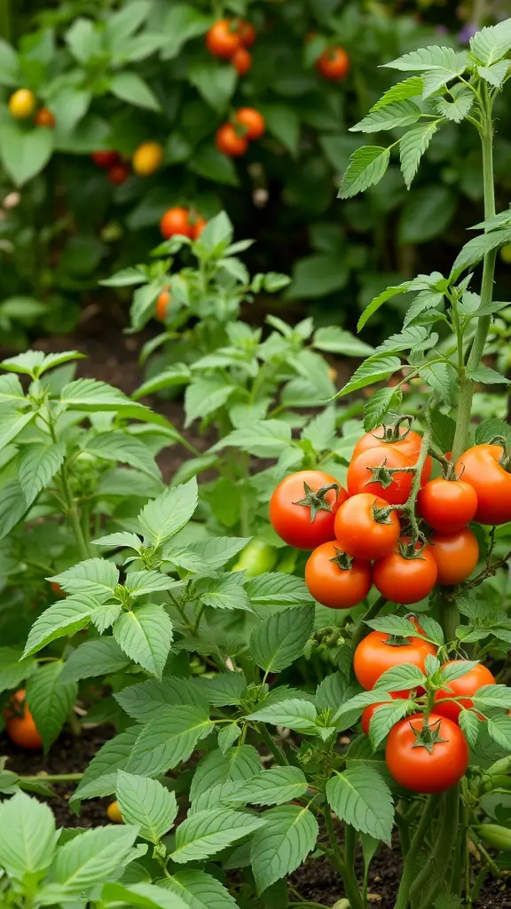 25+ Stunning Italian Garden Ideas for Your Outdoor Space 4 A vibrant vegetable patch with ripe tomatoes and zucchini growing in rich soil.