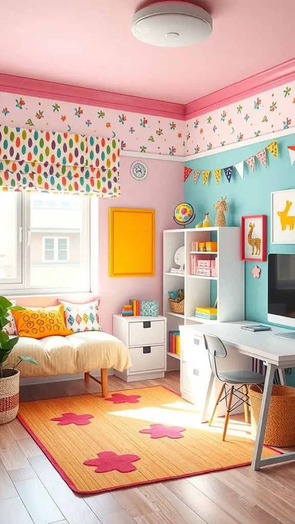 25+ Creative Bloxburg Teen Room Ideas You’ll Love 13 A bright and cheerful teen room with pink walls, colorful accents, and playful decor.