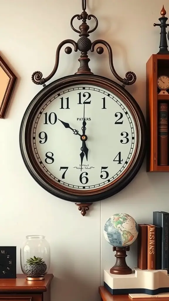 27+ Magical Harry Potter Room Decor Ideas for Every Fan 12 A vintage-style wall clock with a decorative design, reminiscent of a Time-Turner.