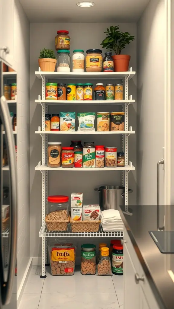17+ Stylish DIY Pantry Shelf Ideas to Organize Your Space 16 Organized tiered pantry shelves with jars and containers