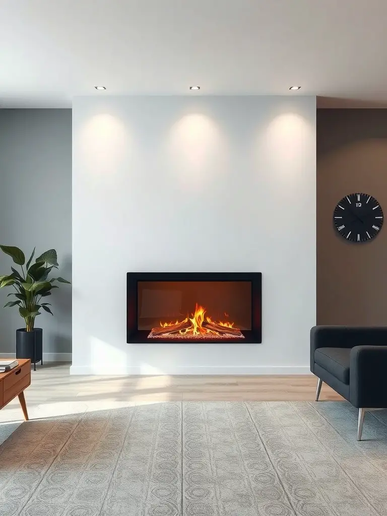 21+ Stunning Electric Fireplace Wall Ideas to Transform Your Space 13 Modern electric fireplace with glass surround, featuring flames and a stylish design.