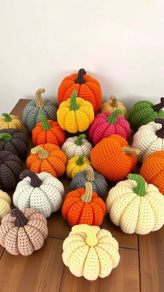 23+ Spooktacular Halloween Crochet Ideas You Need to Try 4 A collection of colorful crochet pumpkins in various sizes and shapes.
