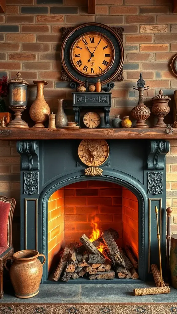 19+ Creative Fireplace Wall Ideas to Transform Your Space 15 Artistic tile patterns on a fireplace surround featuring intricate designs and vibrant colors.