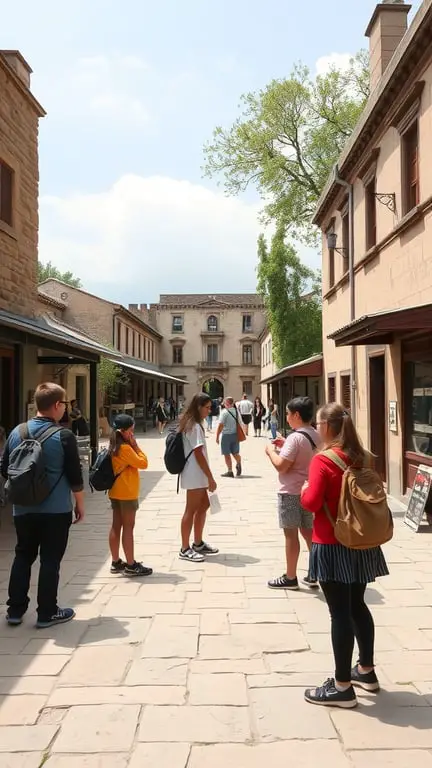 15 Inspiring Outdoor Learning Spaces for Creative Education 9 Students exploring a cultural heritage site with historic buildings and a lively atmosphere.
