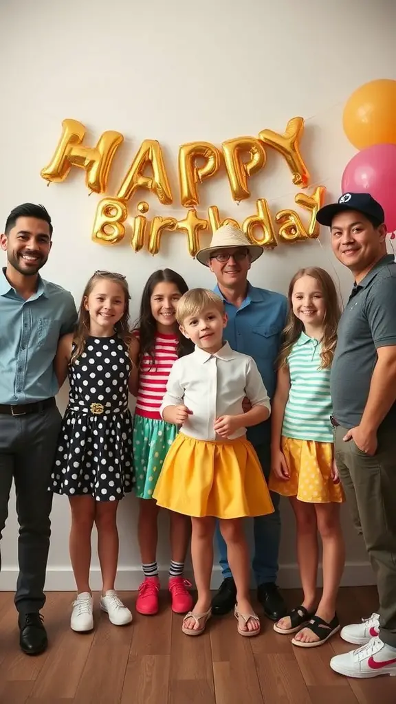 19+ Fun and Creative 1st Birthday Party Ideas for Your Little One 15 A group of children and adults celebrating a birthday with themed outfits and decorations.