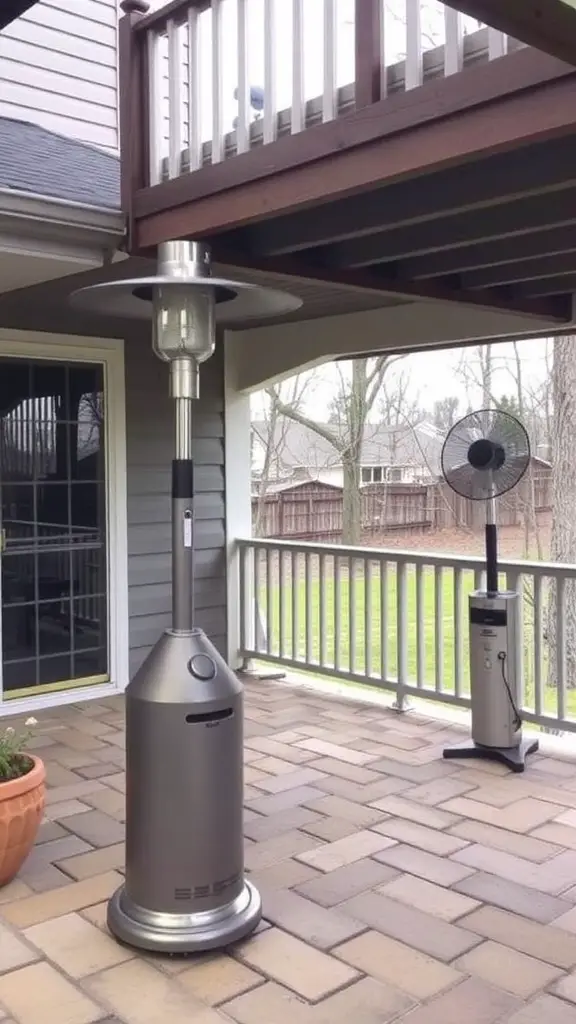 19+ Stunning Decks with Patios Underneath for Your Outdoor Oasis 12 A deck with patio heaters and a fan for seasonal comfort