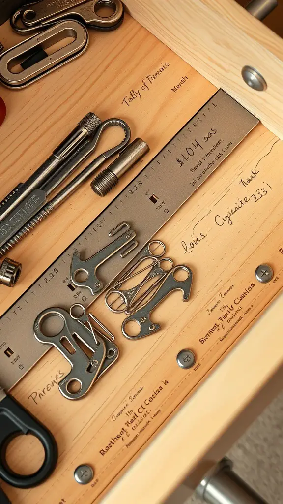 19+ Genius Junk Drawer Organization Ideas You Need to Try 9 A well-organized junk drawer featuring a magnetic strip holding small metal items.