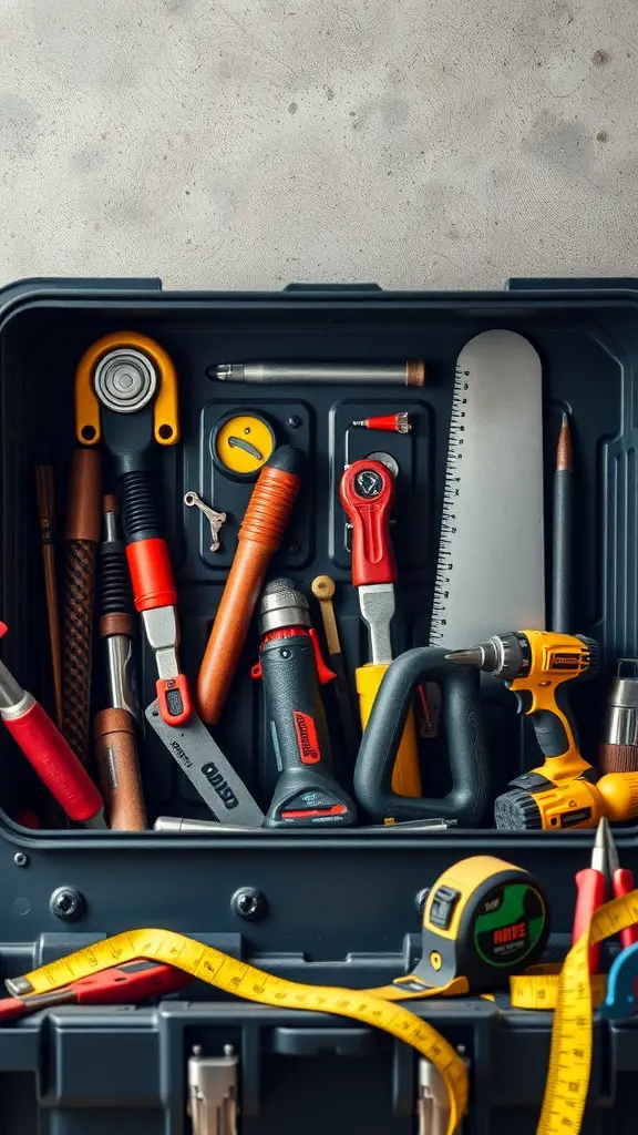 25+ Creative Built-In Pantry Cabinet Wall DIY Ideas 5 A toolbox filled with various essential tools for building a pantry cabinet.