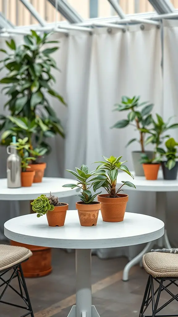 17 Creative Coffee Baby Shower Ideas You’ll Love 15 Decorative coffee plants in terracotta pots on a white table