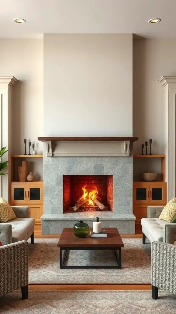 25+ Cozy Living Room Fireplace Ideas for a Warm Atmosphere 14 Cozy living room with a fireplace and built-in seating