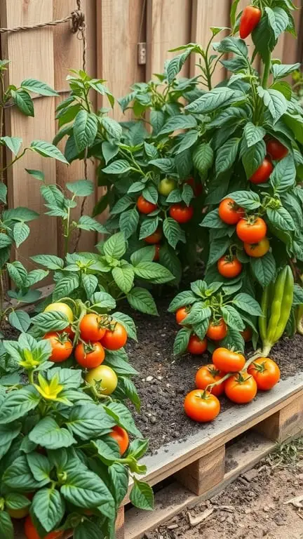 21+ Creative Pallet Garden Ideas You Need to Try 6 A pallet garden with lush tomato plants and ripe tomatoes