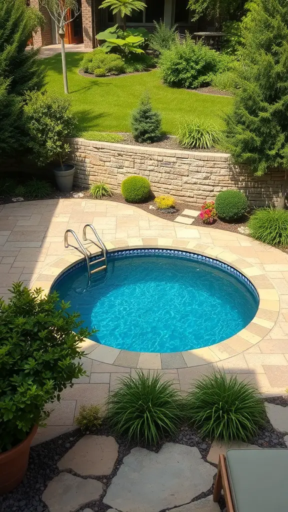 17+Creative Sunken Above Ground Pool Ideas for Your Backyard 7 A sunken above ground pool surrounded by natural stone and lush greenery